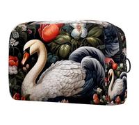 Borsa per trucchi per borsa, borsa cosmetica da viaggio, borsa per il trucco, borsa portatile versatile con cerniera per le donne - stampa carina con cigno, Multicolore 6, 18.5x7.5x13cm/7.3x3x5.1in,
