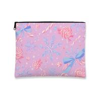 Borsa per trucchi per caramelle, borsa da viaggio per donne, piccola borsa portatile in tela con cerniera, borsa da toeletta per la cura della pelle delle vacanze, Pesca, 7x9 Inch, Candy