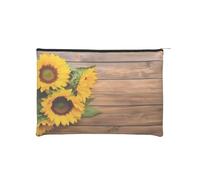 Borsa per trucchi, piccola borsa per cosmetici, borsa organizer da viaggio, borsa da toeletta, riutilizzabile, impermeabile, portatile, con cerniera, motivo: occhio malvagio, Tre Girasoli Su Legno,