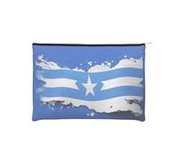 Borsa per trucchi, piccola borsa per cosmetici, borsa organizer da viaggio, borsa da toeletta, riutilizzabile, impermeabile, portatile, con cerniera, motivo a pois marroni, Bandiera blu dell'Honduras,