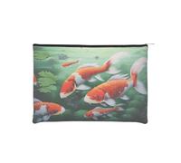 Borsa per trucchi, piccola borsa per cosmetici, borsa organizer da viaggio, borsa da toeletta, riutilizzabile, impermeabile, portatile, con cerniera, ananas, Hd Giapponese Rosso Carpa Pesce, Taglia