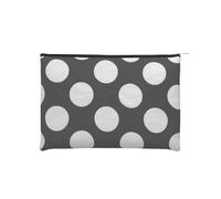 Borsa per trucchi, piccola borsa per cosmetici, borsa organizer da viaggio, borsa da toeletta, riutilizzabile, impermeabile, portatile, con cerniera, a righe bianche e nere, Black & White Big Dot,