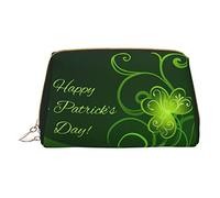 Borsa per trucchi portatile in pelle minimalista ed elegante, borsa per cosmetici stampata per il giorno di San Patrizio felice per ragazze e donne - Taglia piccola