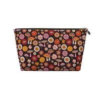 Borsa per trucchi retrò anni '70, stile hippie, trousse da viaggio per cosmetici, borsa da trucco da donna, borsa per il trucco in pelle, graziosa borsa per il trucco, Oro, Taglia unica