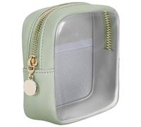 Borsa per trucchi trasparente Borsa da toilette trasparente in PVC foderato in poliestere da 5x5x2 pollici con cerniera e tasca interna rete per trucchi portatile da viaggio, borse da viag
