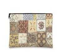 Borsa per trucchi vintage, borsa da viaggio artistica patchwork per donne, piccola borsa portatile in tela con cerniera, per festival, Multicolore, 7x9 Inch, Custodia
