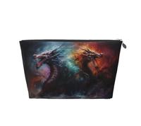 Borsa per trucco a forma di drago con inchiostro colorato, trousse da viaggio per articoli da toeletta da donna, borsa per il trucco in pelle, borsa per il trucco carina, Argento, Taglia unica