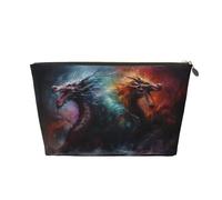 Borsa per trucco a forma di drago con inchiostro colorato, trousse da viaggio per articoli da toeletta da donna, borsa per il trucco in pelle, borsa per il trucco carina, Oro, Taglia unica