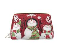 Borsa per trucco artistico con farfalle floreali girasole,Sacchetto cosmetico in pelle portatile,Borsa organizer da viaggio impermeabile per articoli da toeletta, Buon Natale Carino Pupazzo di neve,