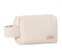 Borsa per trucco Cake Design Organizzatore cosmetico in pelle PU, Borsa da toilette da viaggio con specchio per donna, Piccola custodia per trucco portatile Beige