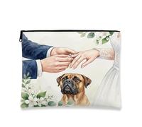 Borsa per trucco con cane Bullmastiffs, borsa da viaggio romantica per matrimonio, per donne e ragazze, piccola borsa portatile in tela con cerniera, borsa da toilette per animali domestici, 18,3 x