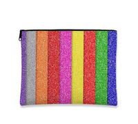 Borsa per trucco con glitter vibranti, borsa da viaggio multicolore scintillante per donne, piccola borsa portatile in tela con cerniera, borsa da toilette regalo per le vacanze, Multicolore, 7x9 Inch