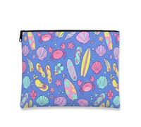 Borsa per trucco con granchio, borsa da viaggio colorata a tema spiaggia per donne, organizer portatile in tela con cerniera, borsa da toilette estiva per la cura della pelle, Blu, 7x9 Inch, Granchio