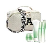 Borsa per trucco con lettere iniziali - Borsa cosmetica impermeabile di grande capacità | Borsa cosmetica multiuso per tua madre, damigella d'onore, fidanzata uozonite, bianco, 1