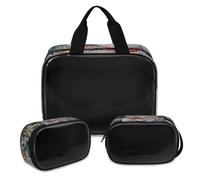 Borsa per trucco con pittura a olio con paesaggio stradale per donne e uomini, borsa per cosmetici traslucida borsa da doccia 3 pezzi da viaggio articoli da toeletta organizer per cosmetici, Colore,