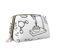 Borsa per trucco con stampa chimica Borsa da toilette versatile portatile Borsa cosmetica di grande capacità per le donne, bianco, Taglia unica, Beauty case