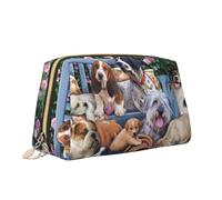 Borsa per trucco con stampa di cane carino borsa da toilette versatile borsa cosmetica di grande capacità per le donne, bianco, Taglia unica, Beauty case