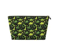 Borsa per trucco con stampa di dinosauri verdi, borsa cosmetica da viaggio per donne, borsa da trucco in pelle carina organizer