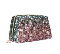 Borsa per trucco con stampa glitterata rosa borsa da toilette versatile borsa cosmetica di grande capacità per le donne, bianco, Taglia unica, Beauty case