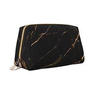 Borsa per trucco con stampa marmo nero oro rosa borsa da toilette versatile borsa cosmetica di grande capacità per le donne, bianco, Taglia unica, Beauty case