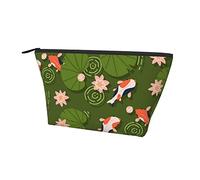 Borsa per trucco cosmetico da donna Koi giapponese e borsa per matite con fiore di loto, custodia da viaggio per articoli da toeletta Custodia impermeabile per il trasporto con cerniera liscia