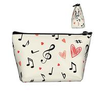 Borsa per trucco cosmetico da donna Note musicali e astuccio per monete a forma di cuore, custodia da viaggio per articoli da toeletta Custodia impermeabile per il trasporto con cerniera liscia