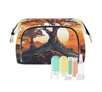 Borsa per trucco da viaggio con alce e albero nel modello del tramonto borse cosmetiche di grande capacità per le donne, Multicolore, Taglia unica, casual