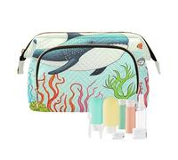 Borsa per trucco da viaggio con balena e pesce nel mare borse cosmetiche di grande capacità per le donne, Multicolore, Taglia unica, casual