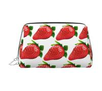 Borsa per trucco da viaggio con fragole Clipart con scomparti, borsa da toilette portatile per le donne, Argento, One Size