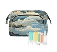 Borsa per trucco da viaggio con nuvole nel cielo stellato borse cosmetiche di grande capacità per le donne, Multicolore, Taglia unica, casual