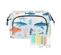 Borsa per trucco da viaggio con pesci e alghe d'acqua grande capacità borse cosmetiche per le donne, Multicolore, Taglia unica, casual