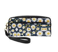 Borsa per trucco da viaggio con stampa a turbinii astratti per lo stile on-the-go per riporre cosmetici e prodotti essenziali di bellezza, Motivo floreale con margherite, Taglia unica