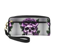Borsa per trucco da viaggio con stampa a turbinii astratti per lo stile on-the-go per riporre cosmetici e prodotti essenziali di bellezza, Teschio Rosa Viola, Taglia unica