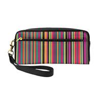 Borsa per trucco da viaggio con stampa a turbinii astratti per lo stile on-the-go per riporre cosmetici e prodotti essenziali di bellezza, Strisce colorate arcobaleno, Taglia unica