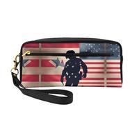 Borsa per trucco da viaggio con stampa a turbinii astratti per lo stile on-the-go per riporre cosmetici e prodotti essenziali di bellezza, Giornata commemorativa patriottica dei soldati militari