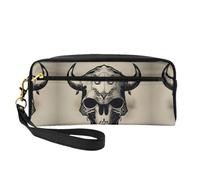Borsa per trucco da viaggio con stampa a turbinii astratti per lo stile on-the-go per riporre cosmetici e prodotti essenziali di bellezza, Teschio di Toro Runner, Taglia unica