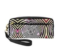 Borsa per trucco da viaggio con stampa a turbinii astratti per lo stile on-the-go per riporre cosmetici e prodotti essenziali di bellezza, Spirale illusione ottica Gif, Taglia unica
