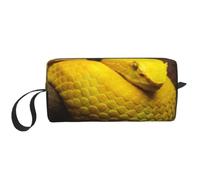 Borsa per trucco da viaggio con stampa di ananas, custodia per trucco semplice portatile con cerniera per donne, Serpente giallo, One Size, Astuccio per trucchi