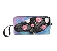 Borsa per trucco da viaggio con stampa di ananas, custodia per trucco semplice portatile con cerniera per donne, Balena, One Size, Astuccio per trucchi