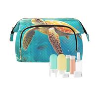 Borsa per trucco da viaggio Tartaruga che nuota nel mare Borse cosmetiche di grande capacità per le donne, Multicolore, Taglia unica, casual
