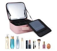 Borsa per trucco divisoria organizer grande capacità borsa da viaggio cosmetica, rosa
