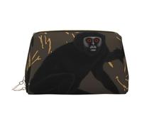 Borsa per trucco in pelle colorata tartaruga marina, borsa da viaggio di grande capacità, articoli da toeletta a doppio scopo e borsa per il trucco, Scimmia Gibbon Nero, Taglia unica, Zaino per la