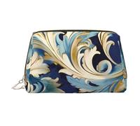Borsa per trucco in pelle colorata tartaruga marina, borsa da viaggio di grande capacità, articoli da toeletta a doppio scopo e borsa per il trucco, Elegante Oro Blu Fiorentino, Taglia unica, Zaino