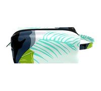 Borsa per trucco in pelle PU,borsa per cosmetici da viaggio,custodia per trucco,giungla tropicale tucano,Organizer per cosmetici da donna