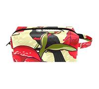 Borsa per trucco in pelle PU,borsa per cosmetici da viaggio,custodia per trucco,tucano fiore di peonia,Organizer per cosmetici da donna