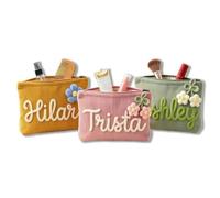 Borsa Per Trucco In Velluto A Coste Personalizzato, Custodia Per Cosmetici | Borsa Da Toilette Estetica Da Viaggio Per Donna, Graziose Bomboniere Per Addio Al Nubilato