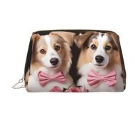 Borsa per trucco invernale in pelle, borsa da viaggio di grande capacità, articoli da toeletta a doppio scopo e borsa per il trucco, Romantico amore coppia cane, Taglia unica, Zaino per la scuola