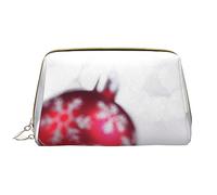 Borsa per trucco lavabile con stampa chimica in pelle per donne, borse cosmetiche da viaggio, astuccio portatile con cerniera organizer, Palline di Natale., Taglia unica