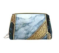 Borsa per trucco lavabile in pelle di frutta, da donna, borsa cosmetica da viaggio, astuccio portatile con cerniera, Marmo geometrico, Taglia unica