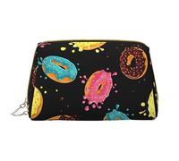 Borsa per trucco lavabile in pelle di frutta, da donna, borsa cosmetica da viaggio, astuccio portatile con cerniera, Ciambella, Taglia unica